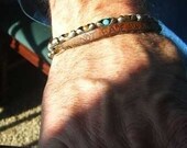 Wild Cochise, Mens Cuff Bracelet, Mens Bangle, Sterling Silver ,Tiger Eye, Turquoise, Womens Leather Bracelet, Personalize