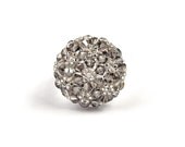 Swarovski Crystal, Beaded, Bead-woven Ring, Black Diamond, Handmade, Gray, Silver