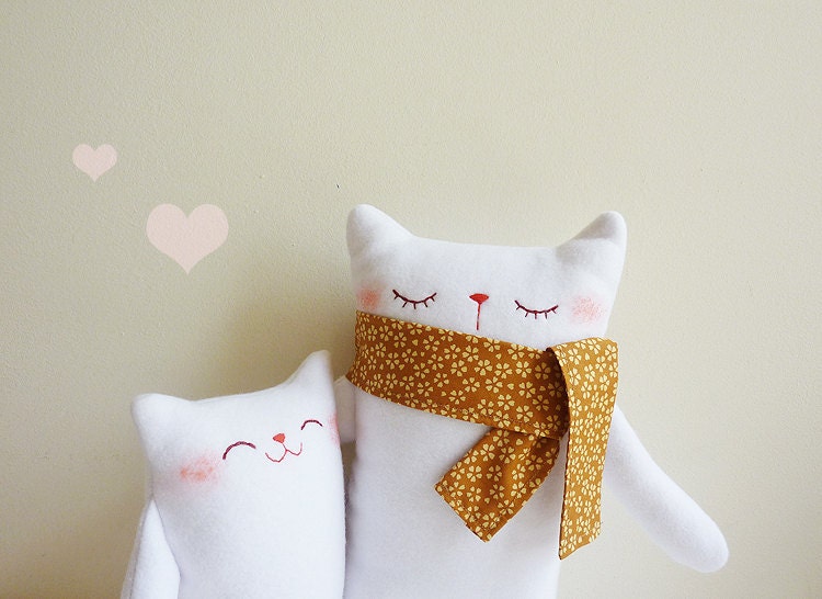 Cat Plush - Mr.White and Baby - Etsy Project Embrace