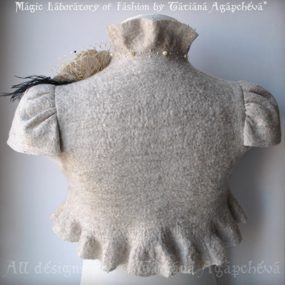 Wedding Bolero, Shrug Bridal, Cap Sleeves /The Love Ball/ Felted US 6, Peonies Brooch, Swarovski, Valentines 2011 Best Seller