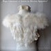 Wings Shrug Bolero, Wedding SWAN LAKE Bridal Ivory Felted Merino and Silk, Roses Corsage / Brooch, Marabou Sleeves, US 6