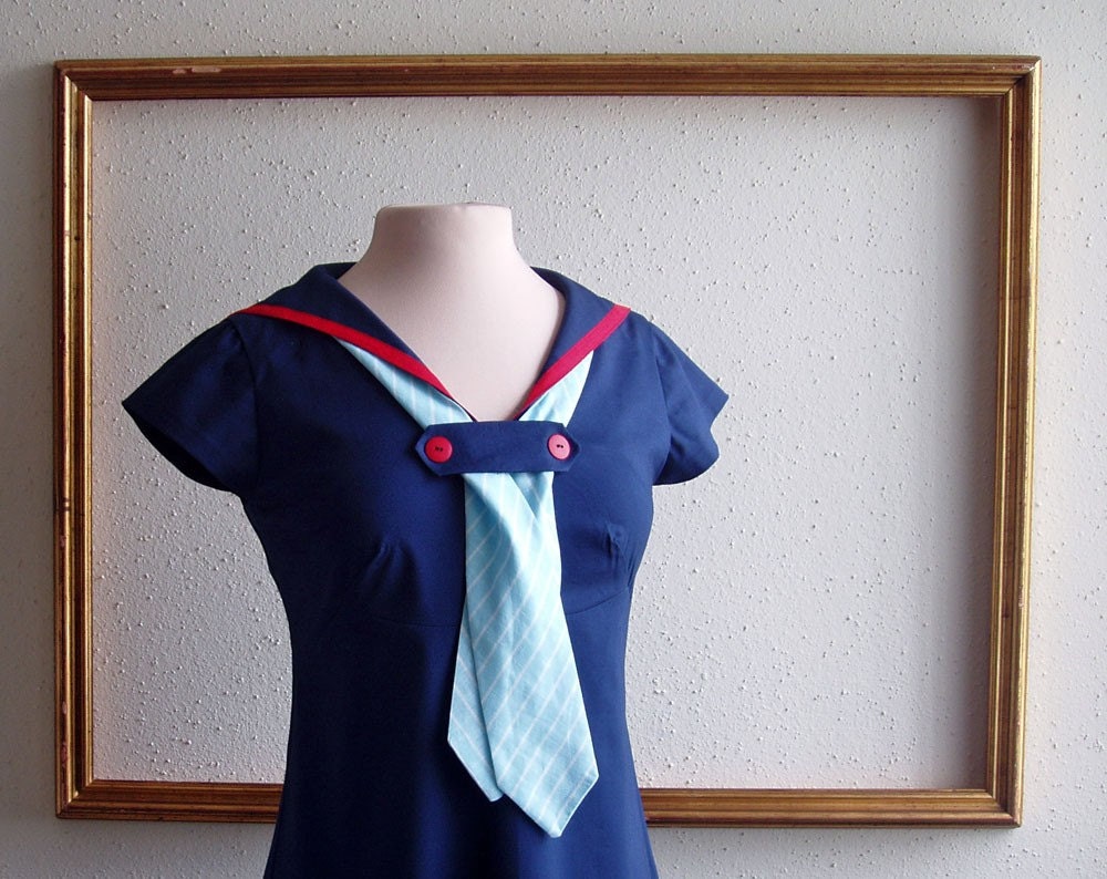 sailor collar dress navy blue twiggy 1960s retro dress