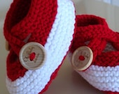 signature baby booties red 6 to 9 months- ready to ship