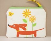 Doxie in the Autumn Garden Cute Dachshund Whimsylicious COIN PURSE Pouch Featuring Our Exclusive Fabric GREAT STOCKING STUFFER