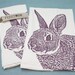 Fuzzy Bunny in Blush - Hand Printed Flour Sack Tea Towel (Unbleached Cotton)