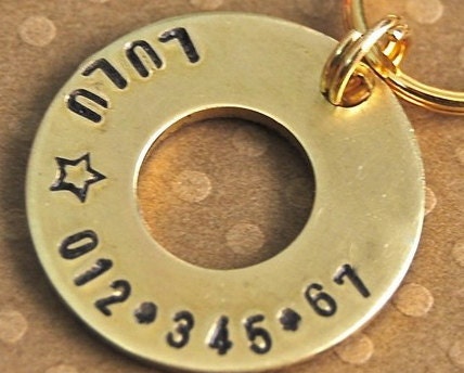 Custom Pet id tag / Brass Lifesaver for your Pooch 3/4
