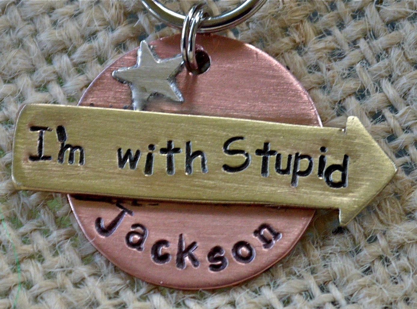 Pet id tag / I'm with Stupid multi metal