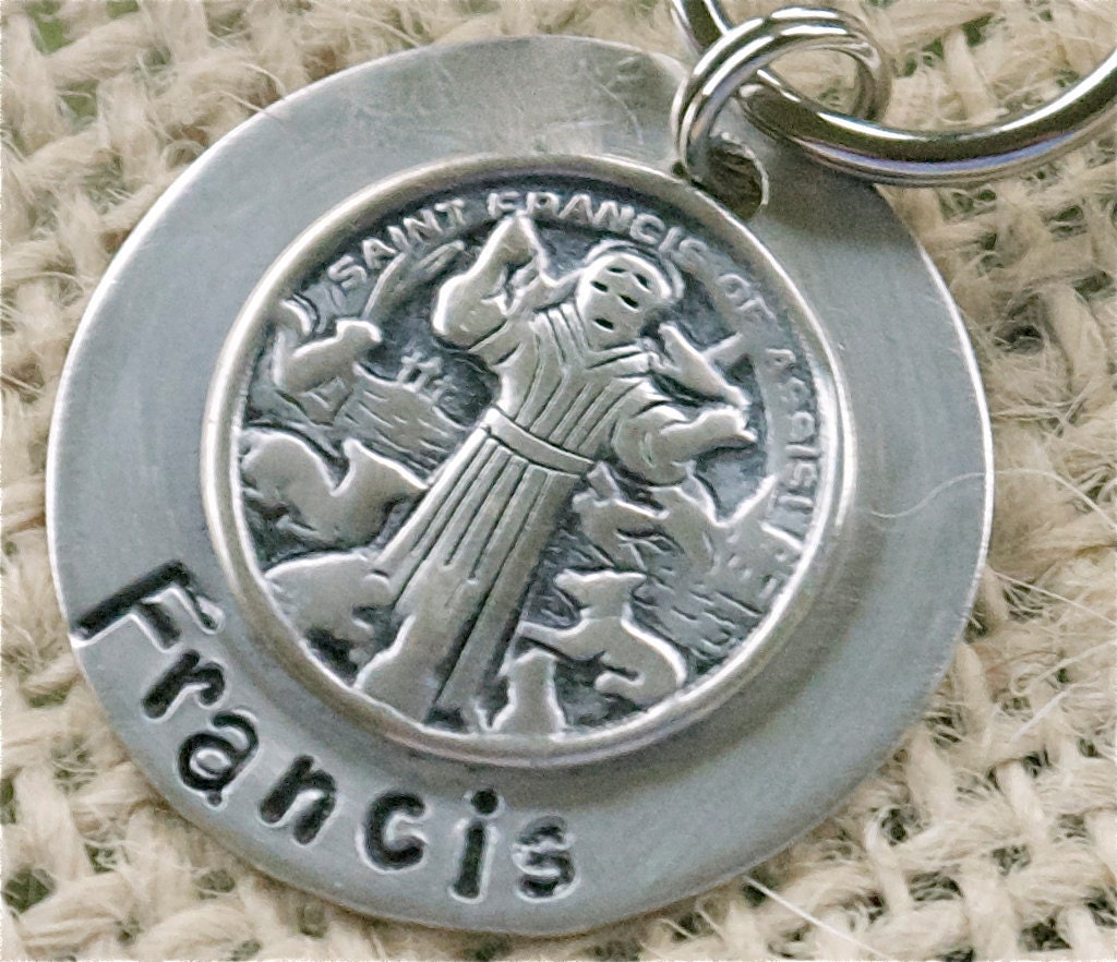 Pet id tag / St Francis of Assisi Protection all Sterling Silver