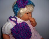 TROPICAL TULIPS Hat and Bag Set Handmade Crochet Girls Headband w/Flower and Matching Purse
