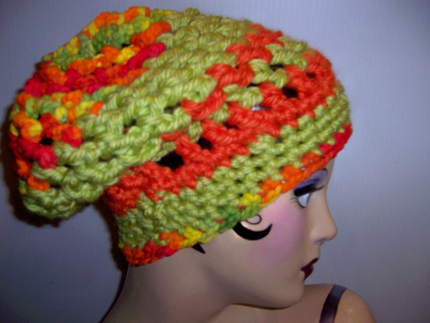 FESTIVE FANTASY Beret Handmade Crochet Witchy Warm Slouchy Hat