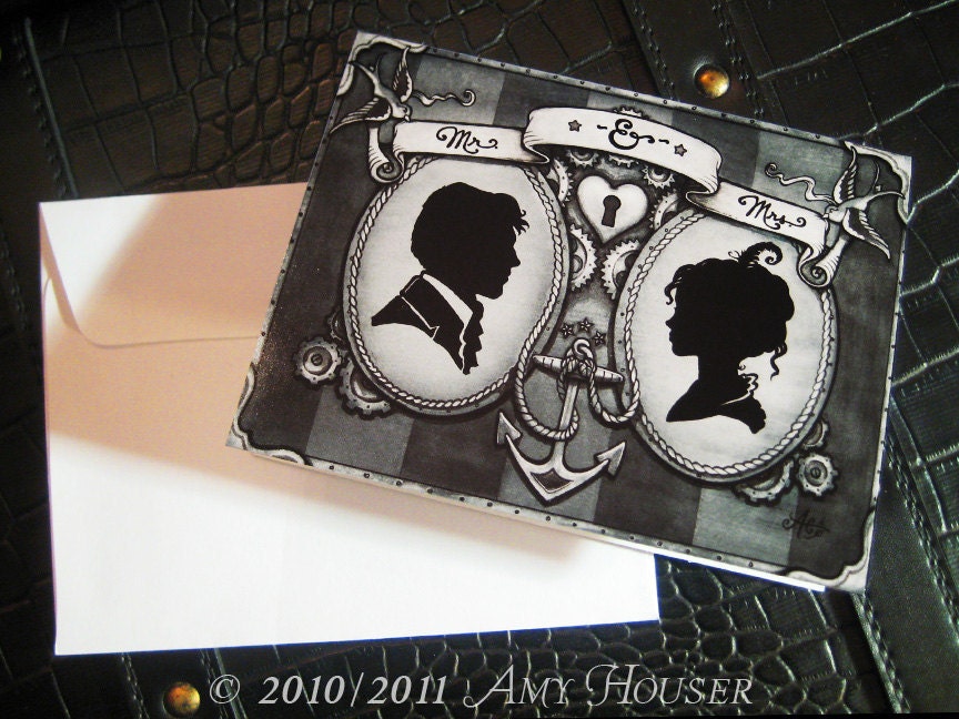 Mr. and Mrs - Cameo Thank You Notes - Single Card