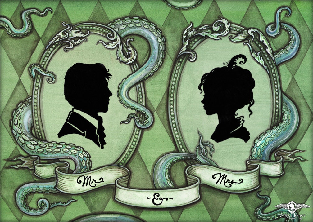 CUSTOM SILHOUETTE PAINTING - Double Tentacles Bkgd