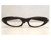 SALE Oyster Effect Extreme Winged Cat Eye Frame / France / Steely Black Blue Grey to Brown Eyeglasses, Sunglasses, NOS