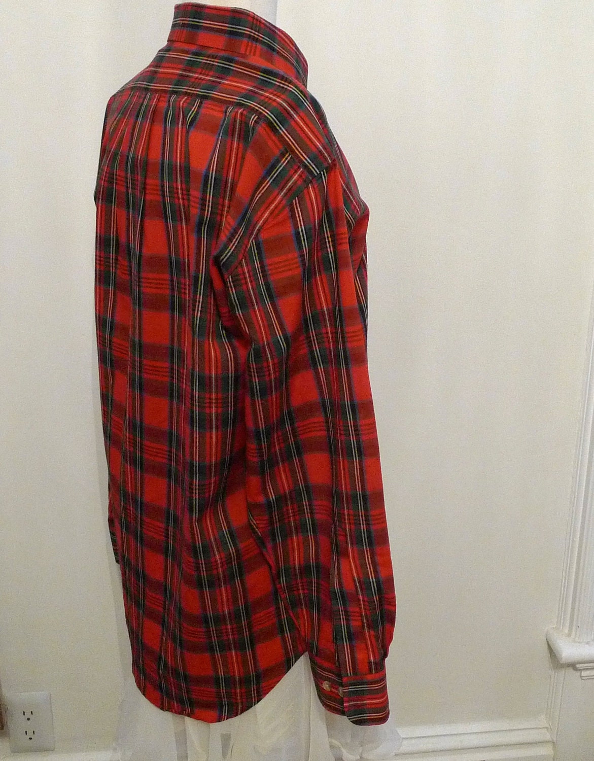 SALE Classic Crisp Tartan Plaid Long Sleeved Oxford Shirt, London Fog Nor' Easter Menswear Top