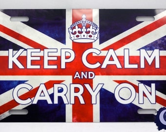 Keep Calm and Carry On - Union Jack British Poster License Plate