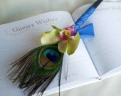 Peacock Wedding Feather Pen Royal Blue Guest book Signing Pen Bridal Accessories