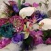 Peacock Wedding Flowers Couture Designed Bridal Bouquet Fuschia Teal Purple silk Orchids Callas wedding accessories