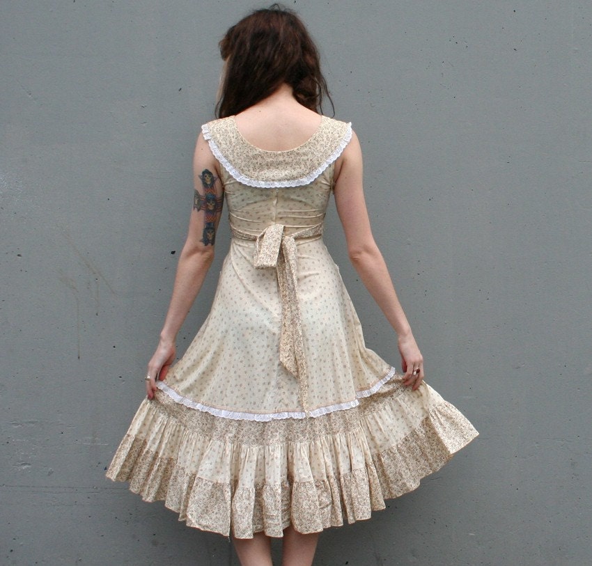 PRETTY PRAIRIE Gunne Sax Calico Sun Dress, xs
