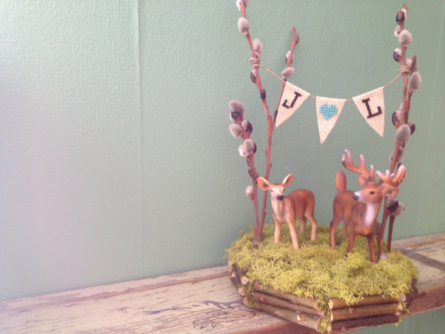 5 inch Forest of Love, Deer Cake Topper