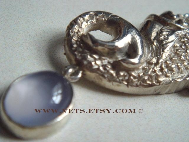 Silver Fish , Pisces w/ Beautiful Natural Moon Stone