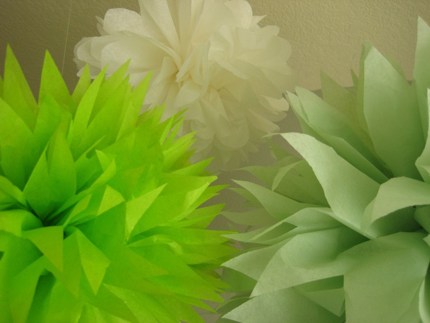 Margarita - 10 Tissue Paper Pom Poms Decoration Party - DIY Kit Gender Neutral Baby Shower Fiesta - Cinco De Mayo - Cactus Agave Green Il_170x135