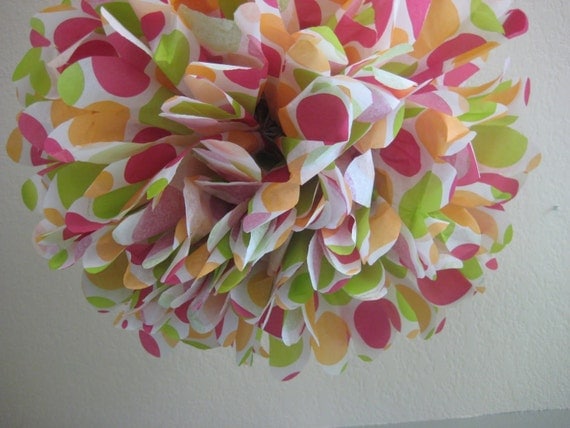 Hot Dots - 1 Large Tissue Paper Pom Pom Flower Dessert Table Decoration Kit Il_570xn