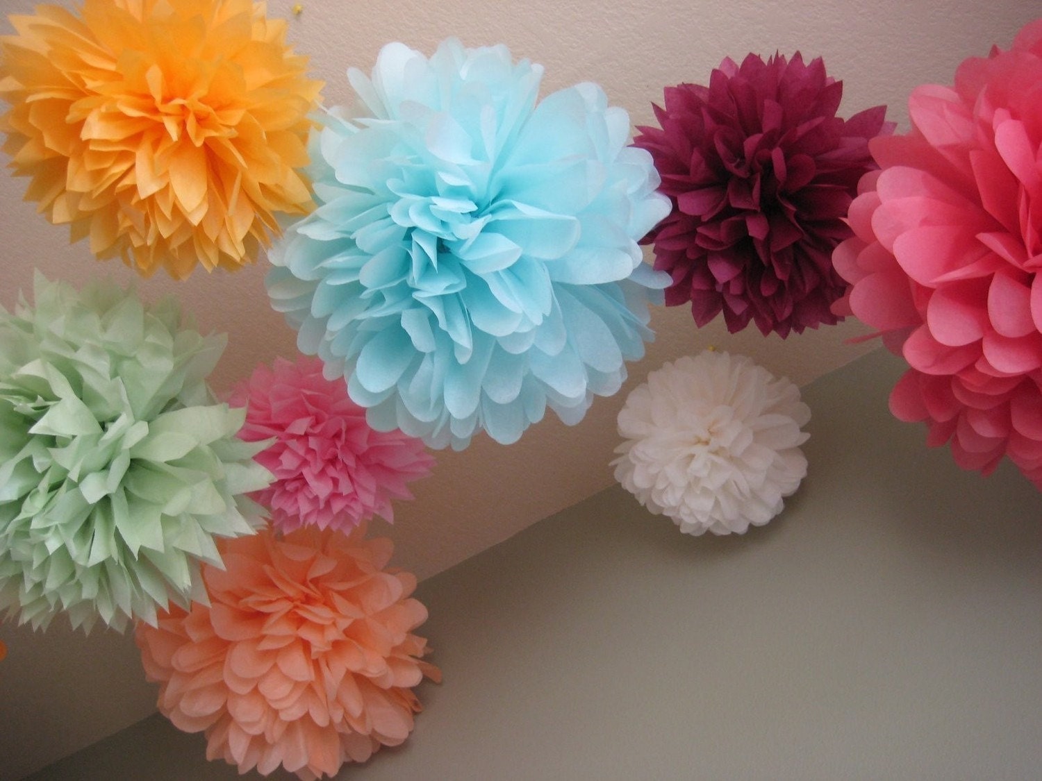 20 Tissue Pom Kit - Pick your colors - Festive and Bright Tissue Paper Flowers Il_570xn