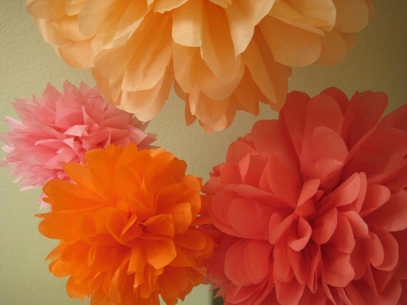 18 mixed sizes Tissue Papered Pom Pom - DIY Decoration Party Birthday Kit - Portland Original Il_570xn