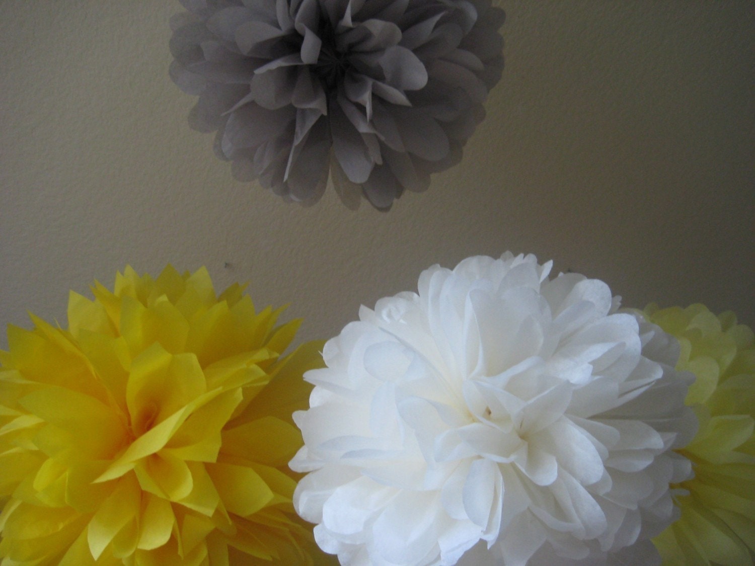 Mod - 5 Tissue Pom Kit - Bright Sunshine Yellow and Cool Grays Il_570xn