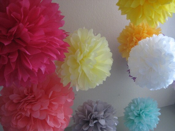 100 Tissue Paper Pom Poms Decoration Holiday Party NYE DIY Kit Black Friday Cyber Monday Il_570xn