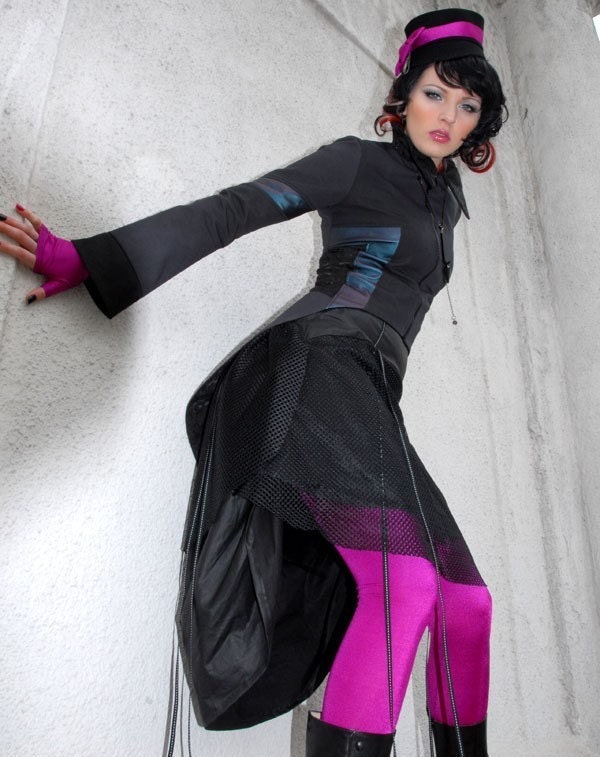 Aristocrat bustle skirt, modern steampunk gear by Plastik Wrap.