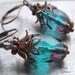 Aquamarine and Amethyst Earrings, Peackock Swirls.... LAST PAIR