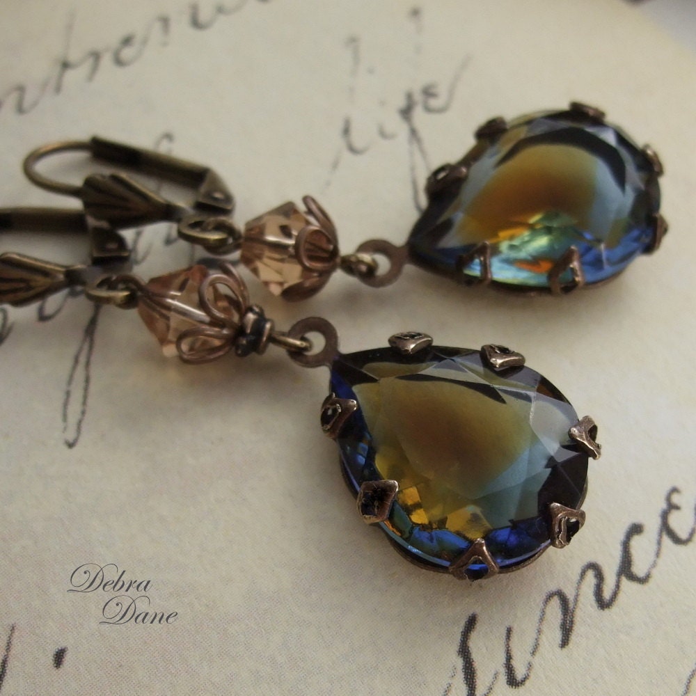 Sapphire Topaz Earrings Hollywood Glam Vintage Style Vintage Glam