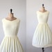 50s dress - vintage 1950's lemon seersucker party dress