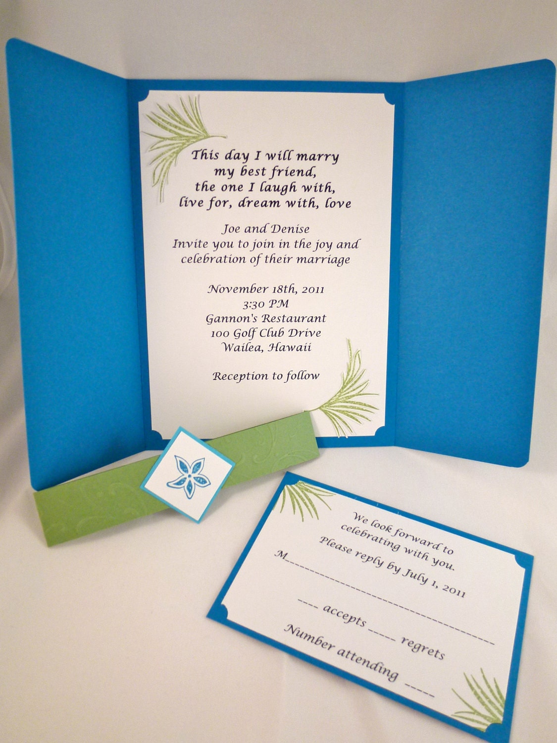 Tropical Wedding Gate Fold Invitation Sample