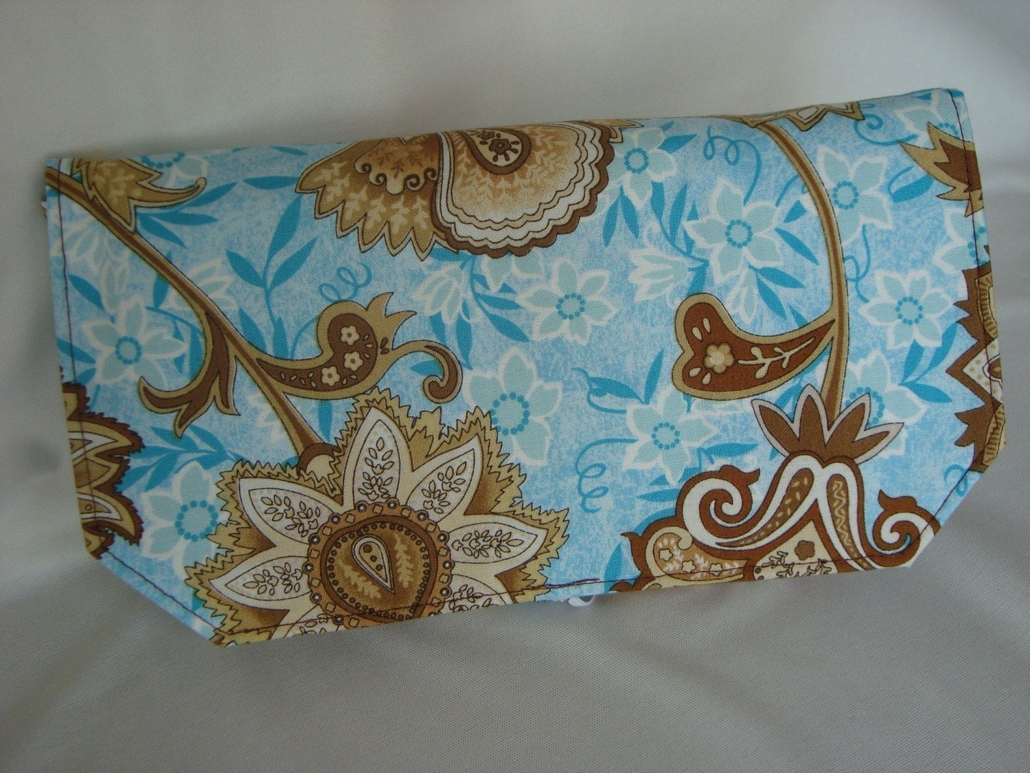 20% Off Coupon Organizer / Budget Organizer Holder - Attaches To Your Shopping Cart- Indian Floral - TURQUOISE AND GOLD