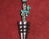 Wine Stopper with Green Ceramic Llama Bead