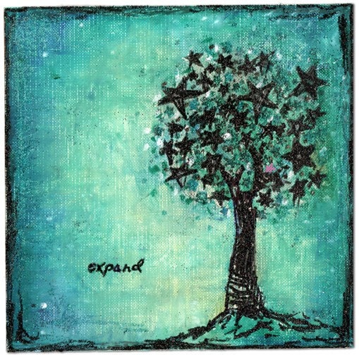 Expand Into Dreams Handmade Giclee Print Tree with Stars