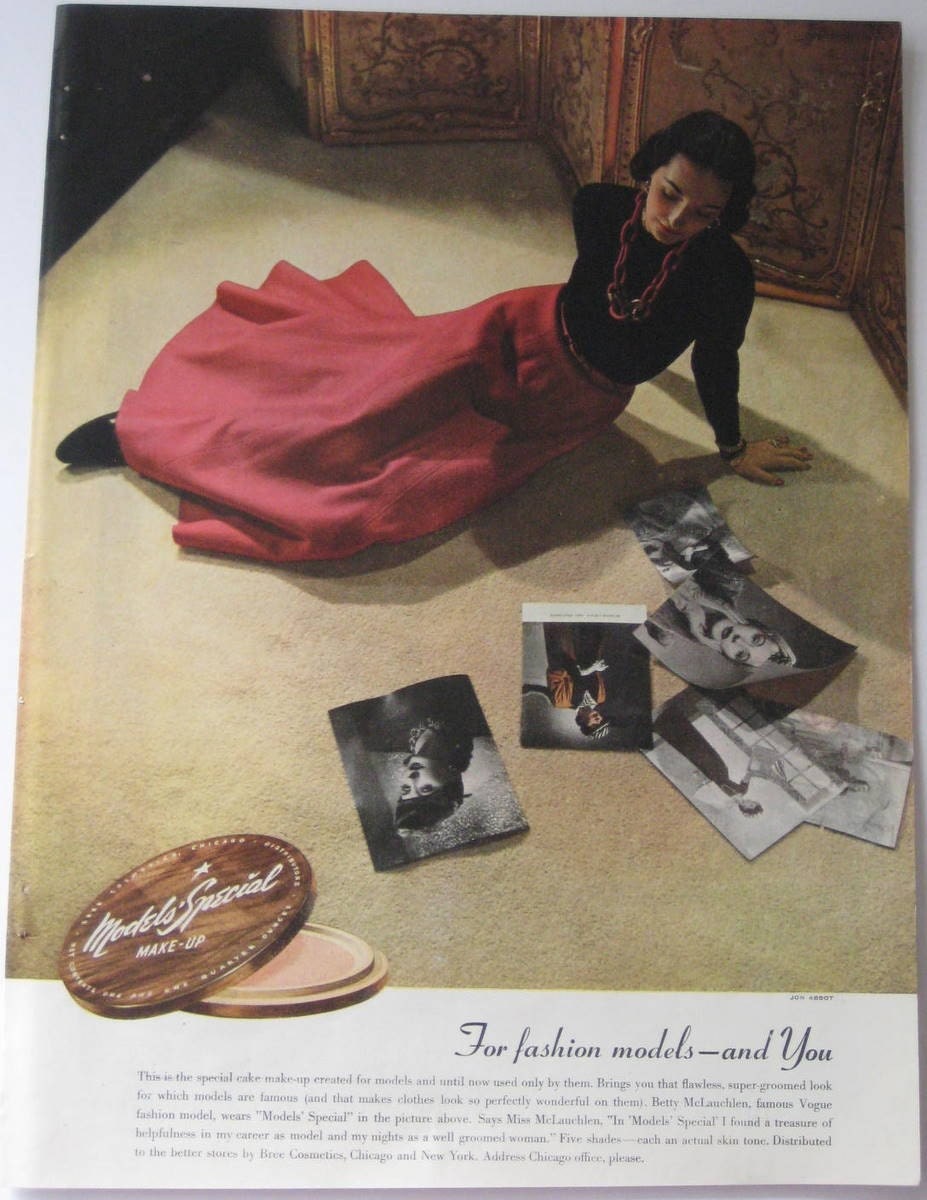 Betty McLauchlen Super Model  Vogue 1943  Ad  for Models Special Makeup