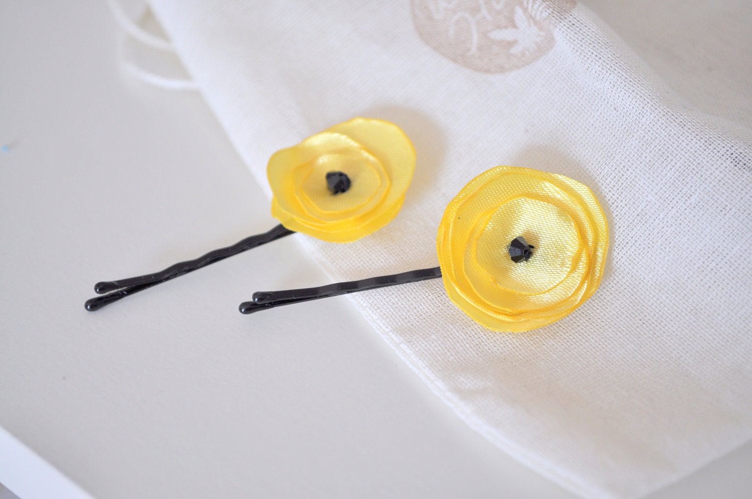 Yellow Poppy Hairpins