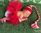 Newborn Hand Knit Christmas Candy Cane Hat