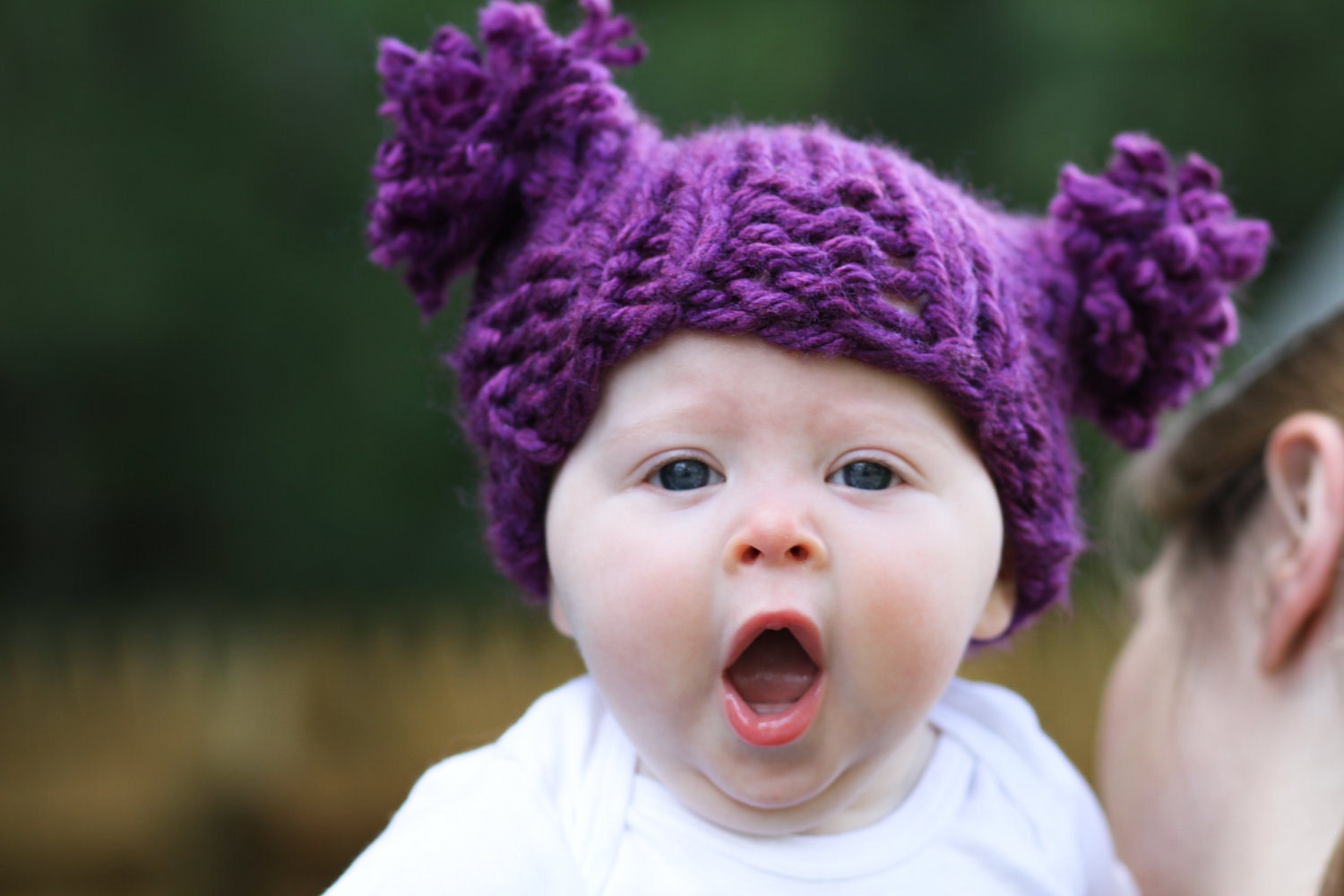 Custom Hand Knit Pom Pom Hat for Toddlers