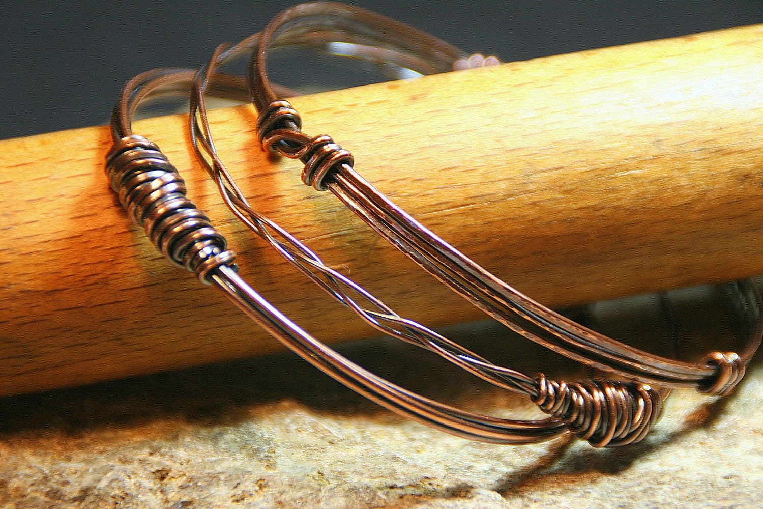 Hammered Copper Bangles - One of a Kind