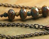 Rustic Picasso Mix Czech Glass Beaded Copper Necklace