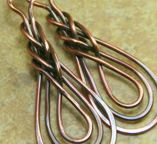 Copper Knotted Dangle Earrings
