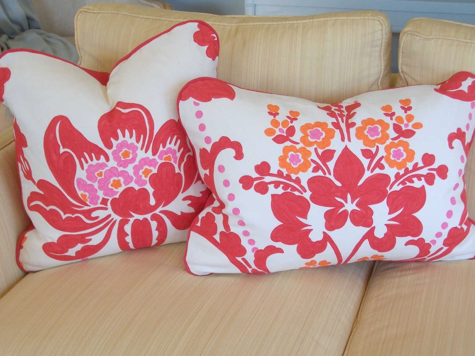 Pair, Designers Guild Esperanza Cushions - Poppy