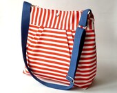 Waterproof BEST SELLER Diaper bag/Messenger bag STOCKHOLM Red and white nautical striped - Martha Stewart , Baby talk magazine
