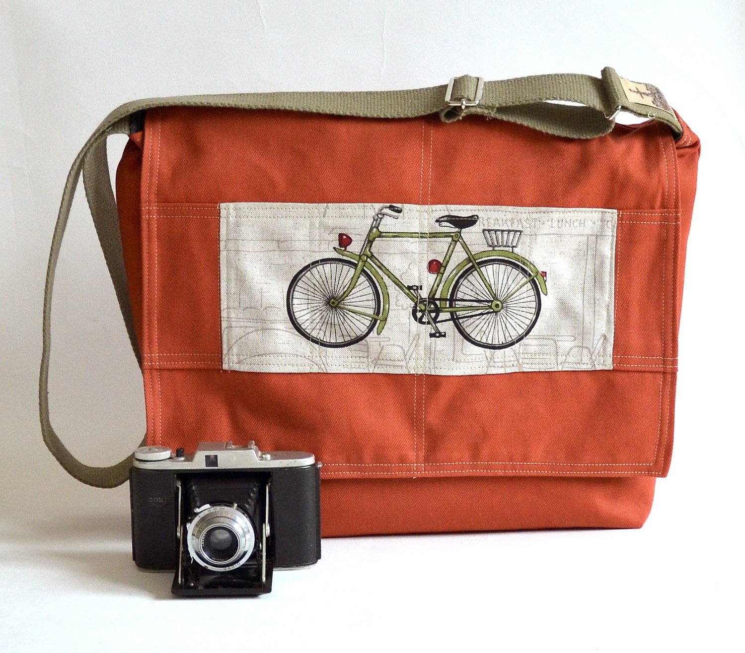Yellow Diaper bag / Messenger bag / Travel bag /Shoulder Bag with Bike flap - 10 pockets