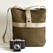 French Messenger bag / Cross body bag in MOSS Green Linen // Teal green Rot proof lining / Made to order