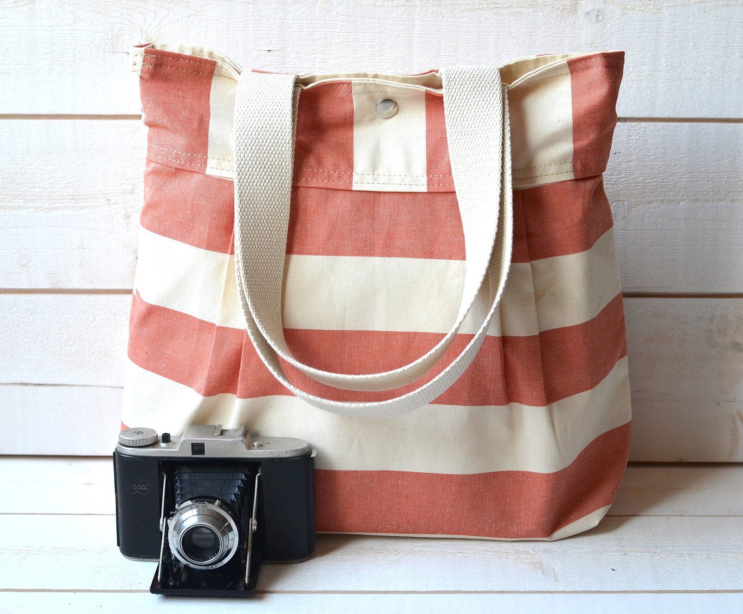 WATERPROOF Diaper bag /  Messenger bag / Tote bag/ Travel Bag / Handbag STOCKHOLM Coral and Ecru / Made to order